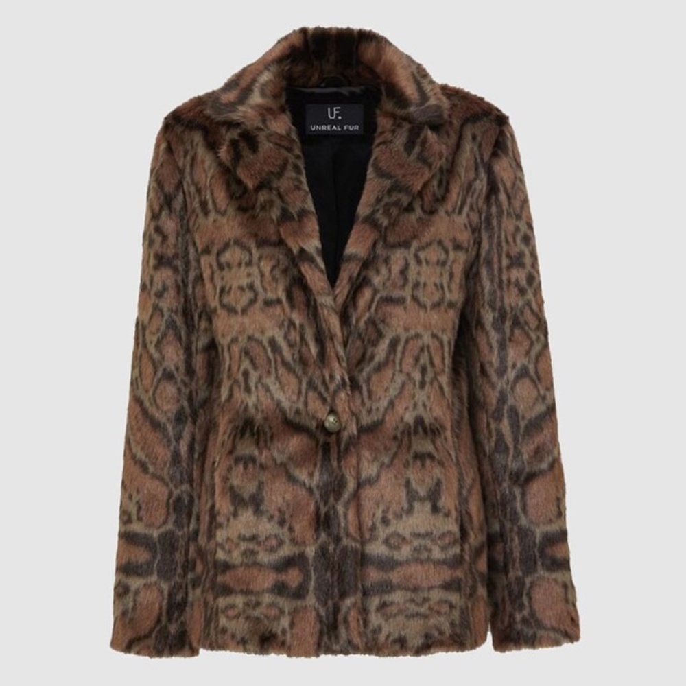 ANTHROPOLOGIE Unreal Fur Leopard Print Blazer - Picture 5 of 5